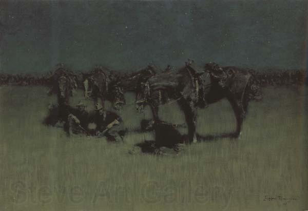 Frederic Remington Night Halt of Cavalry (mk43) Norge oil painting art